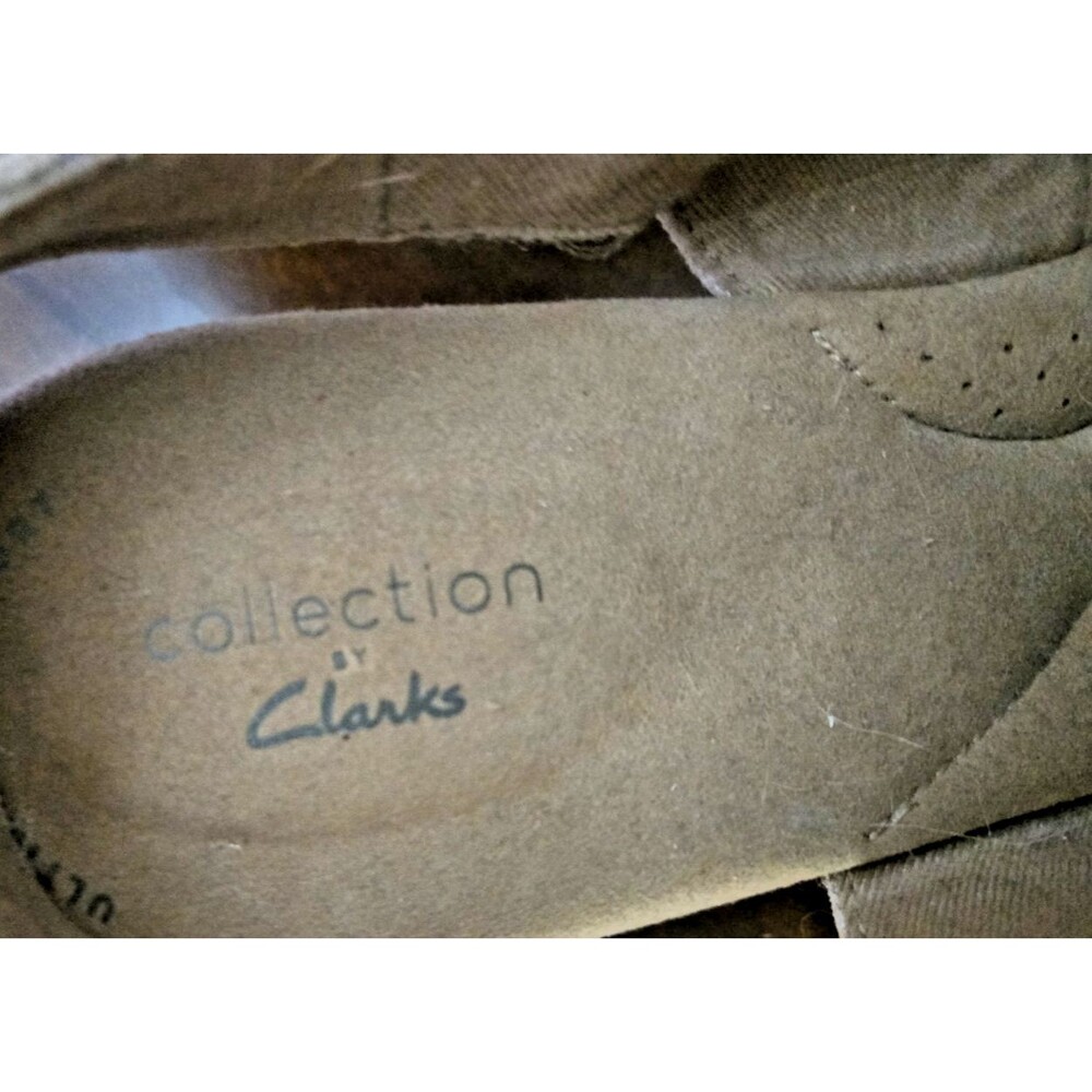 Clarks Giselle Cove Sand Suede Wedge Sandals Ankle Strap Platform Comfort sz 10M - Picture 5 of 10